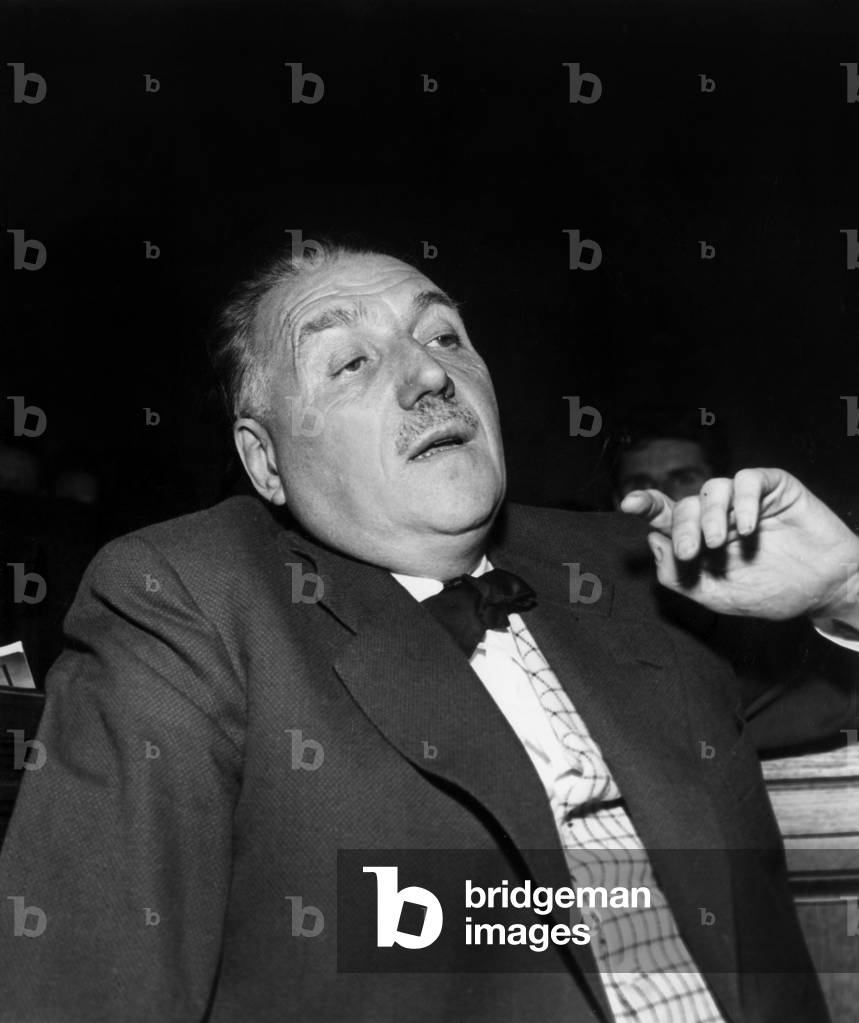 Trial of Martherichard (1889-1980 Former Prostitute, Adviser of Paris, and Precursor of The Law For The Closing of The French Closed Houses Accused For Trading of Favours, in 1948) Against Jean Galtier Buissiere, June 10, 1952 (b/w photo)