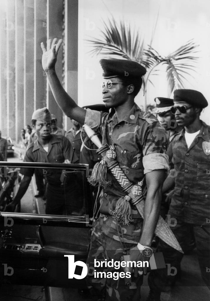 After The Coup That Killed President William Tolbert, Sergent Samuel K. Doe (27) Becomes The New Head of Liberia, here in Monrovia May 02, 1980 (b/w photo)