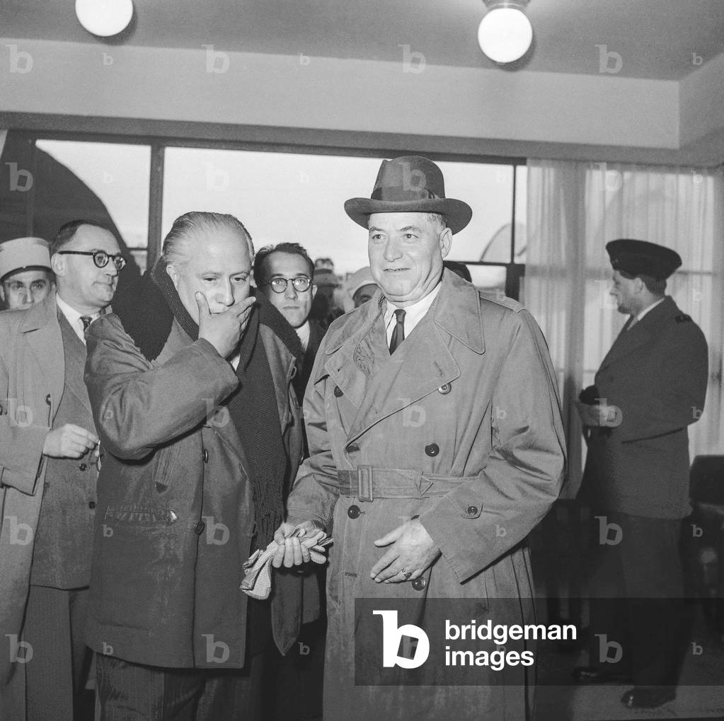 French General Alphonse Juin in Paris, back from Indochina, October 27, 1950 (b/w photo)