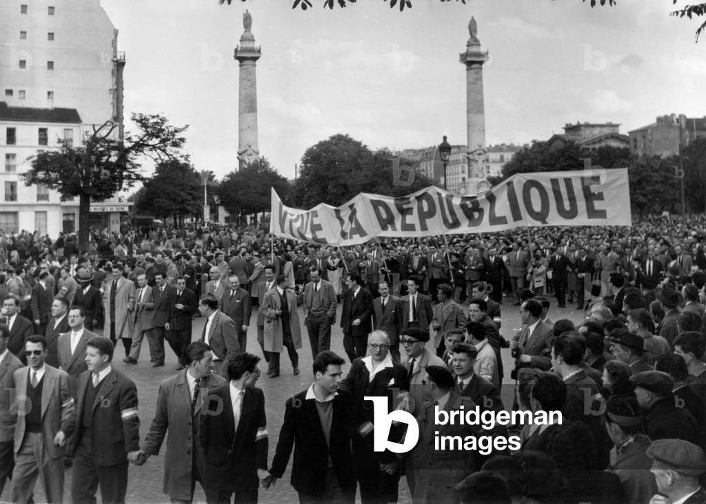 Grand Defile Organises By The National Action and Defense Committee Here A General View Of The Crowd May 28, 1958 (b/w photo)