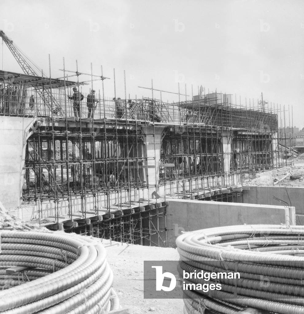 View of The Works For The Building of The Ring Road Or Beltway Around Paris August 17, 1964 (b/w photo)