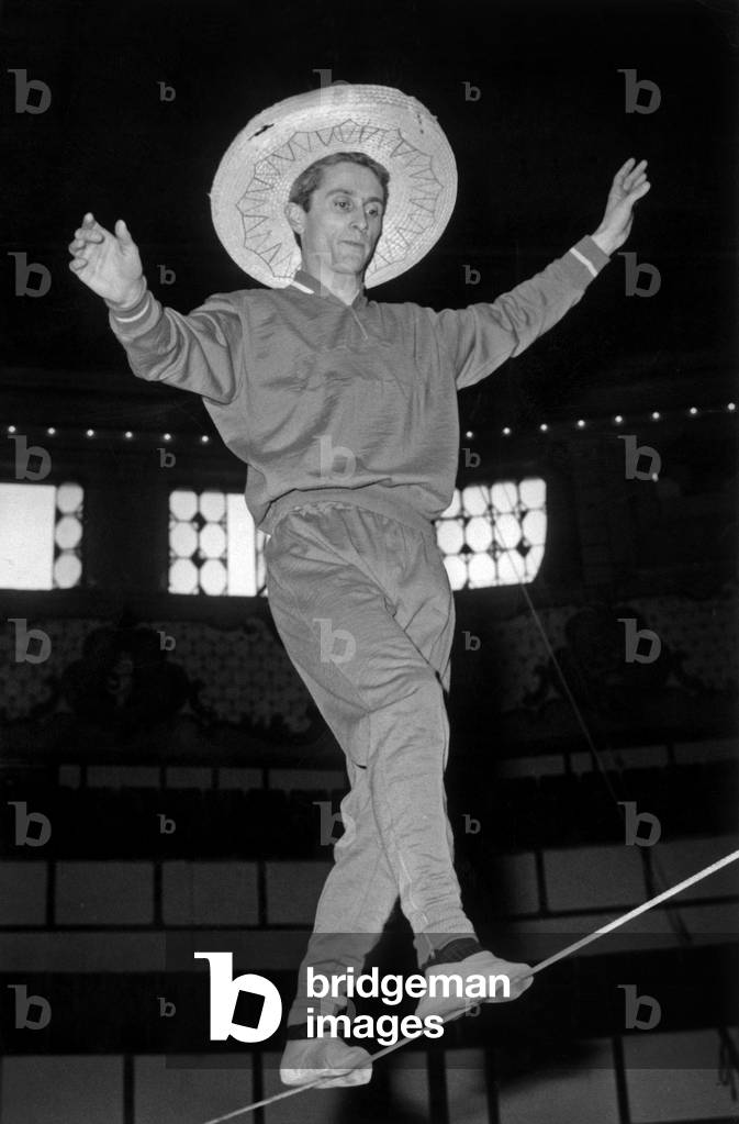 French Singer Marcel Amont at Gala of Artists in Paris March 4, 1963 (b/w photo)