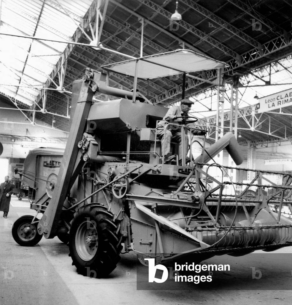 Combine Harvester Presented at Agriculture Fair in France March 09, 1953 (b/w photo)