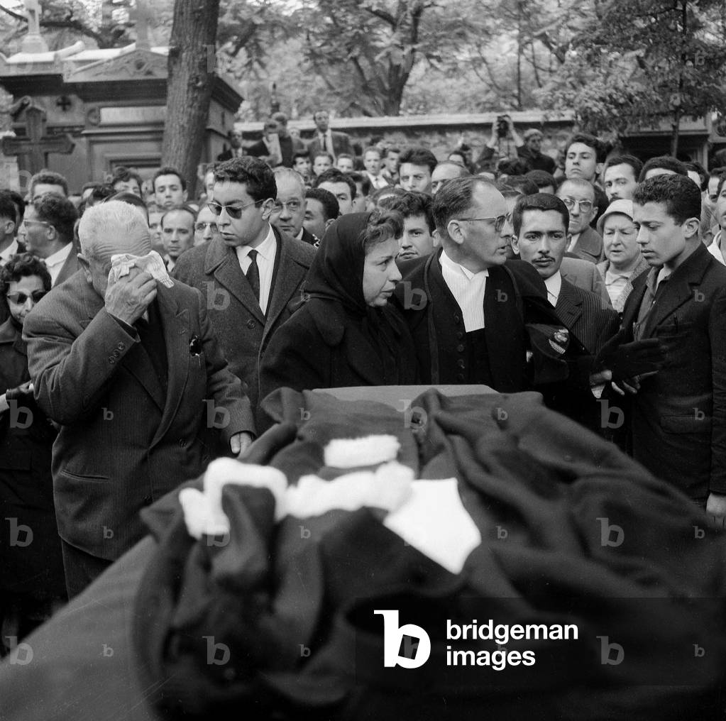 Funeral of Ould Aoudia, Lawyer of The Fln (National Liberation Front), Murdered in Marseille, June 1St, 1959 : here his Parents and Brothers (b/w photo)