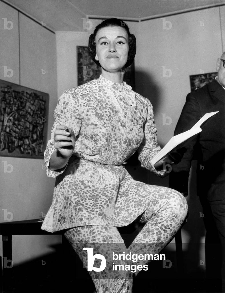 Baroness Maud Sacquard De Belleroche Dedicating her Book in A Parisian Bookshop, January 20 1965 (b/w photo)