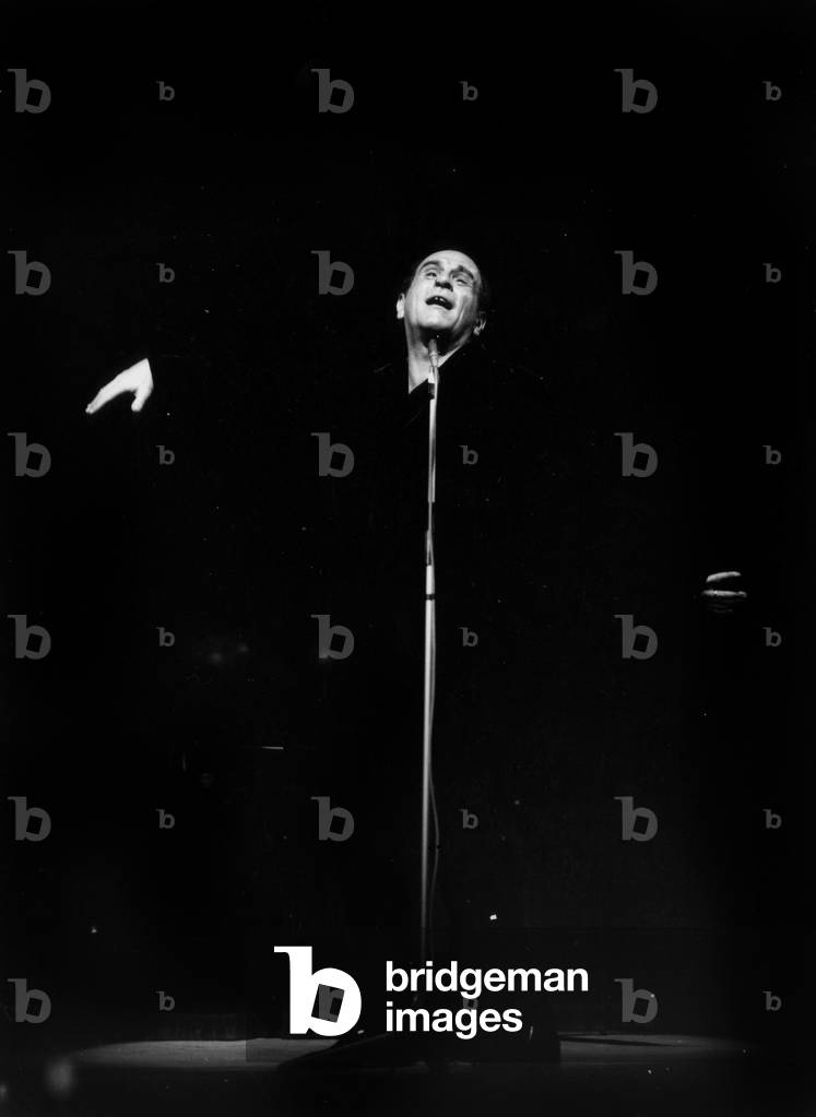 Singer Leo Ferre on Stage in Paris December 02, 1962 (b/w photo)