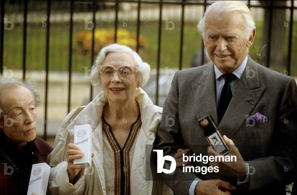French Actress Arletty and Hairdresser Antonio Presenting Perfume 