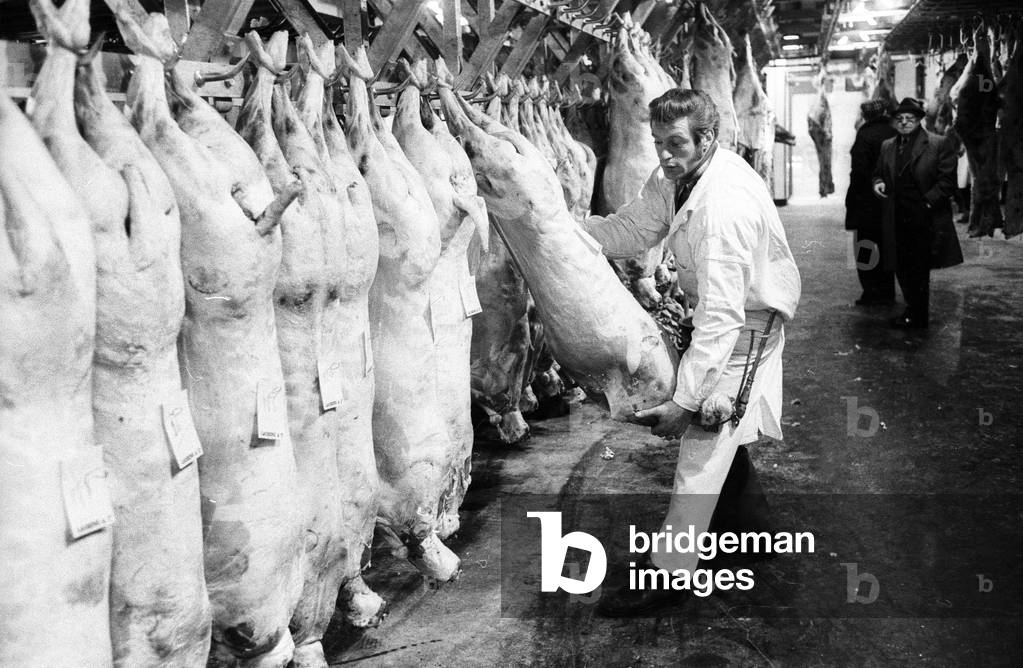 Meal Market, Rungis, France, January 15, 1973 (b/w photo)