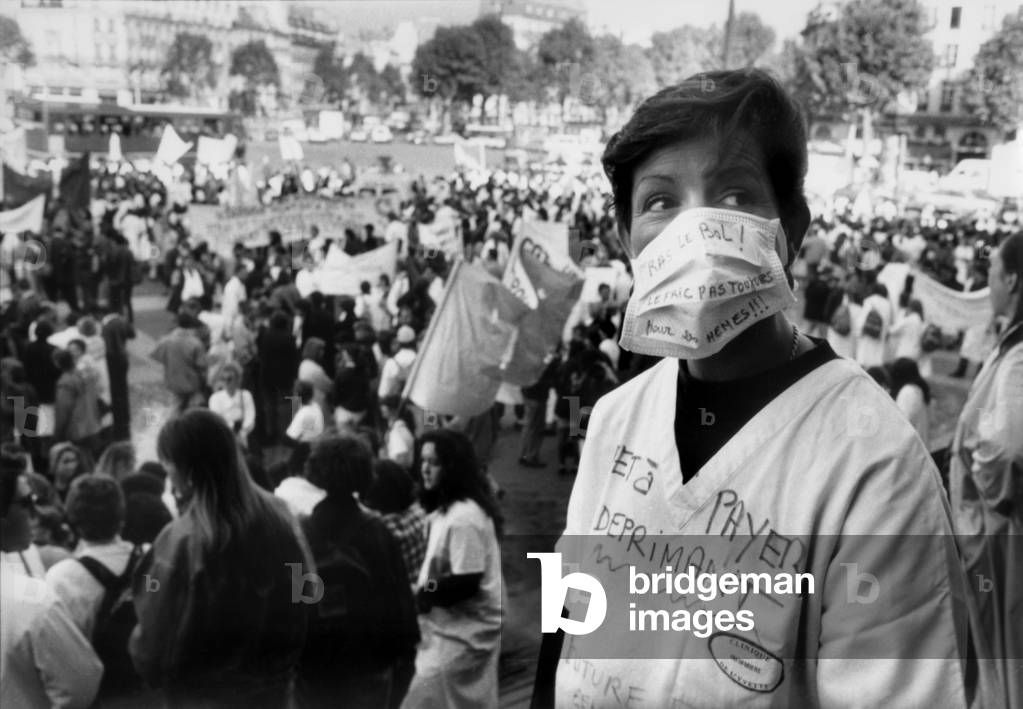 Nurses Demonstration Departure From Place De La Bastille October 3, 1991 (b/w photo)