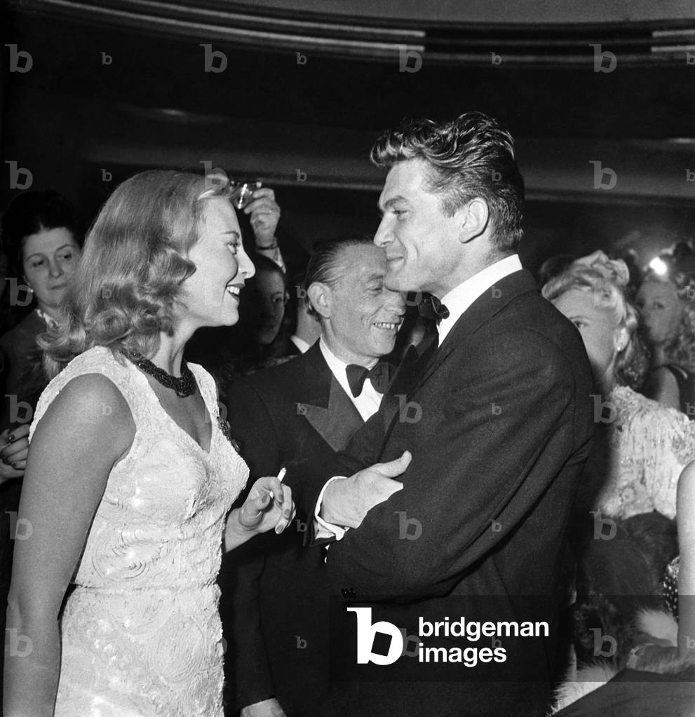 Michele Morgan and Jean Marais at Premiere of Film 