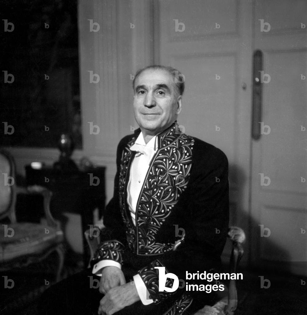 Jean Tharaud (1877-1952) French Writer, here With Suit of Member of Academie Francaise, December 12, 1946 (b/w photo)