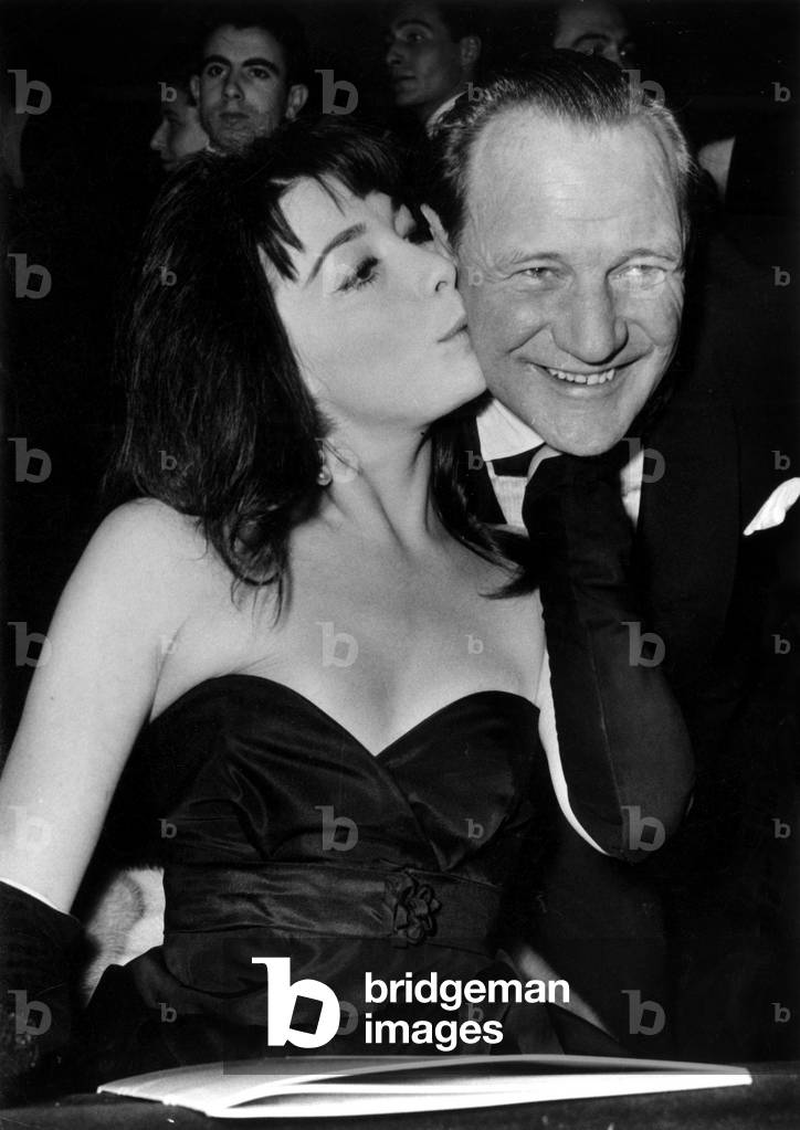 Juliette Greco and Trevor Howard at Presentation of Film Roots of Heaven December 9, 1958 (b/w photo)