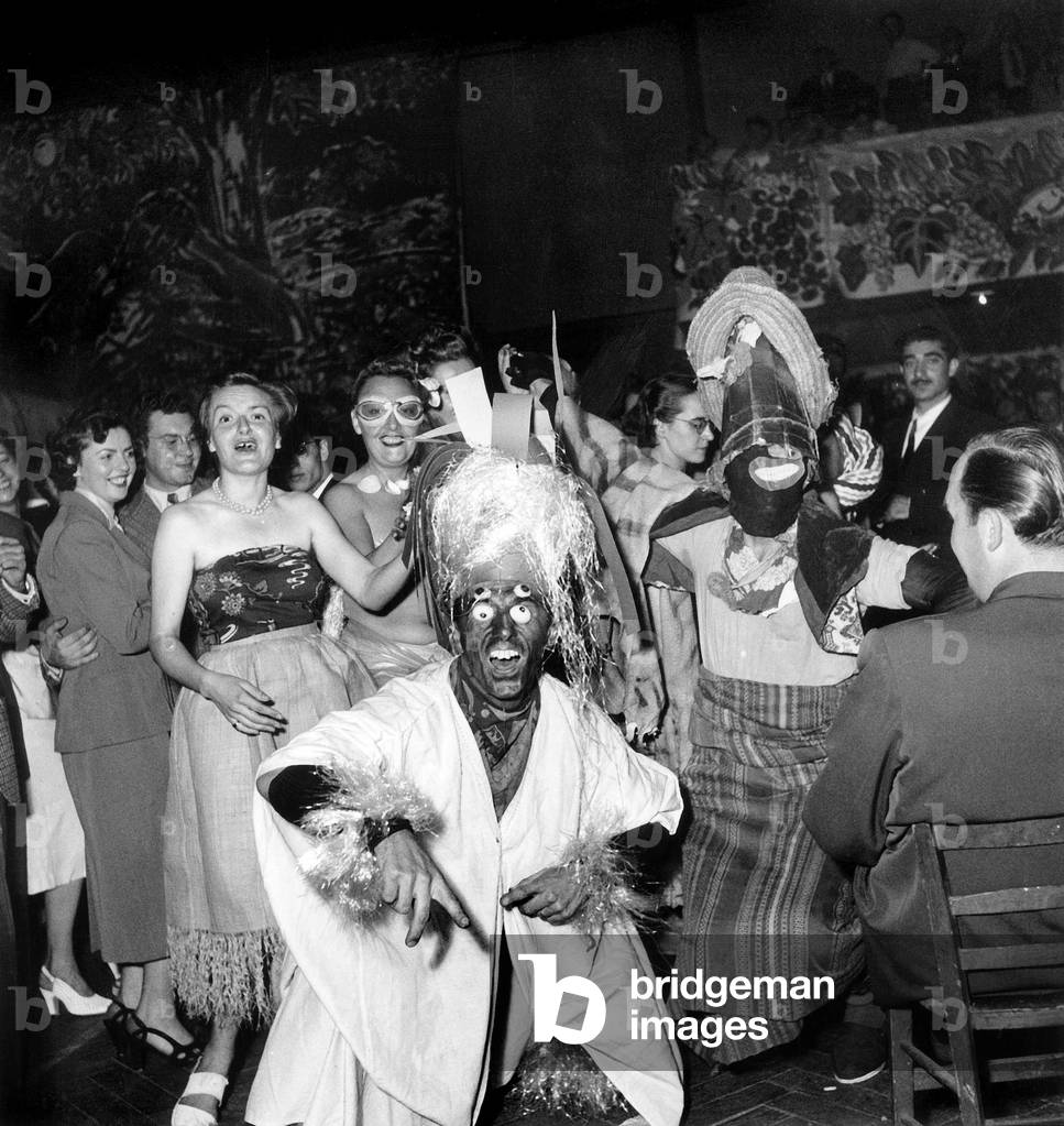 Fancy Dress Ball in Paris July 9, 1950 (b/w photo)