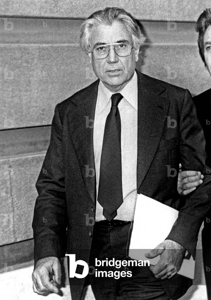Henri Sarles at The Law Courts For Trial of Brigitte Bardot Who Denounced Animal Testing, 1981 (b/w photo)