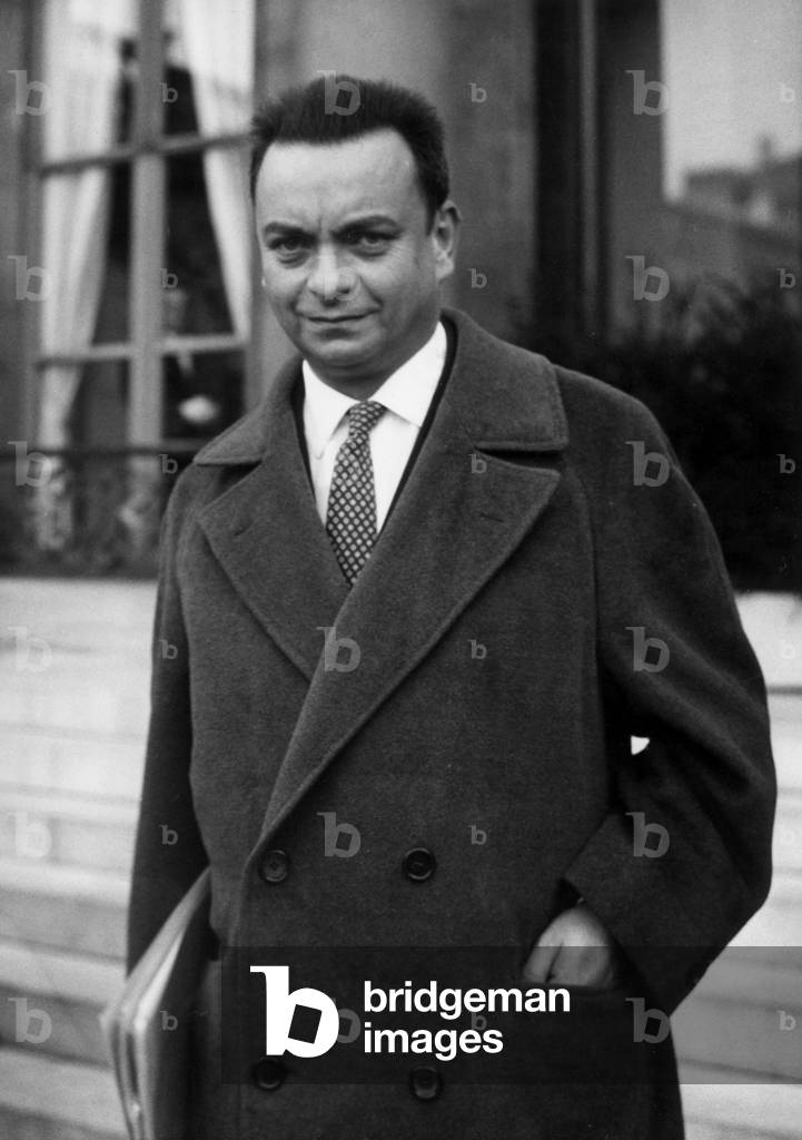 Georges Gorse, Former French Ambassador To Tunisia Leaving The Elysee Palace in Paris, March 19, 1962 (b/w photo)