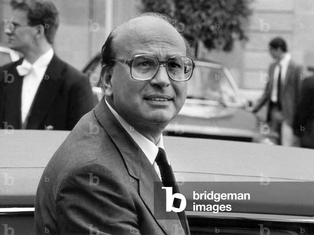 Bettino Craxi, General Secretary of Italian Socialist Party and Head of Italian Government, When He Left Elysee Palace in Paris After his Meeting With French President Francoismitterrand on September 15, 1983 (b/w photo)