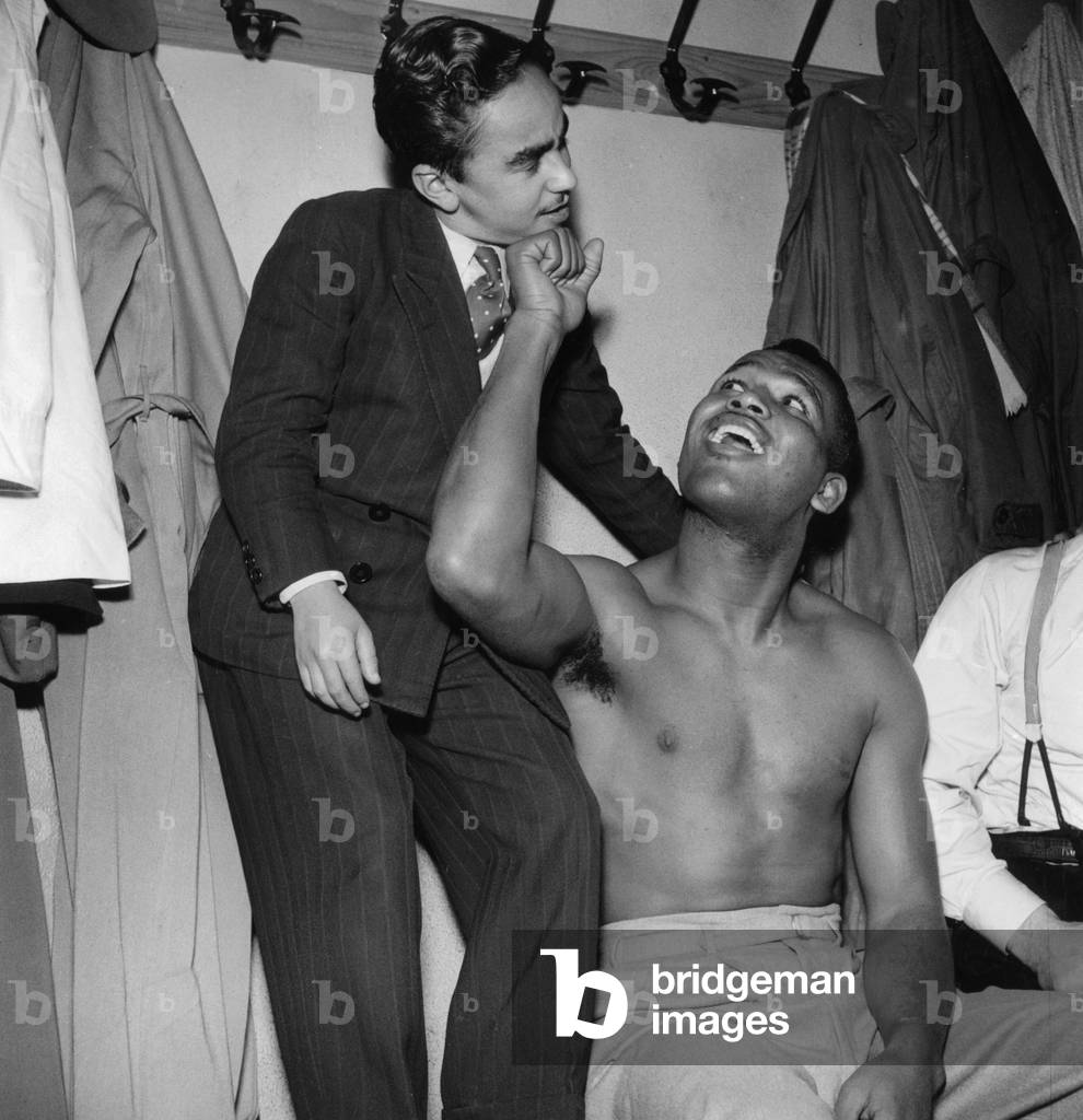 Sugar Ray Robinson, American Boxer, during Training, November 20, 1950 (b/w photo)