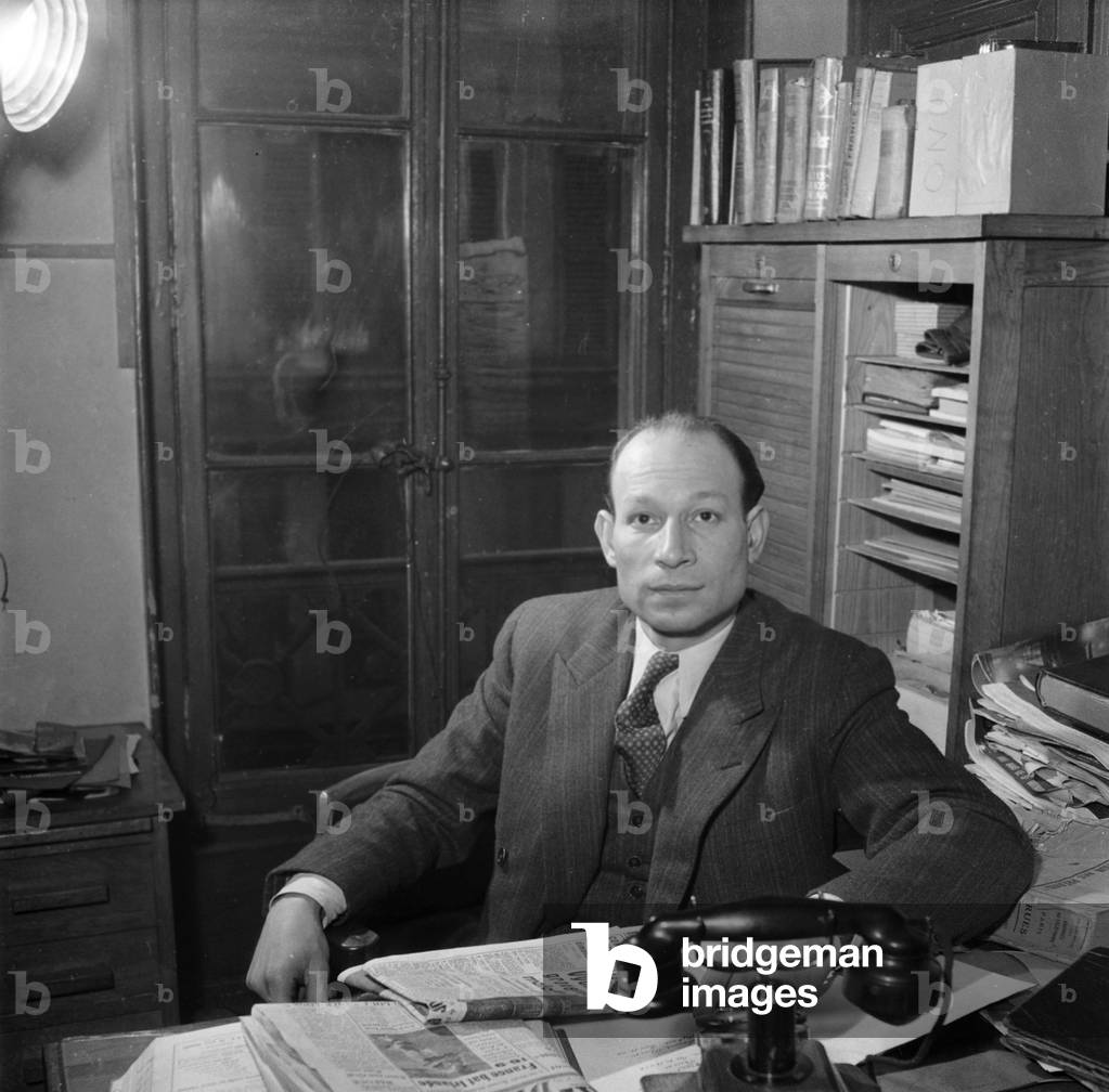 Robert Cohen, Founder of Agip Agencey, Paris, February 1949 (b/w photo)