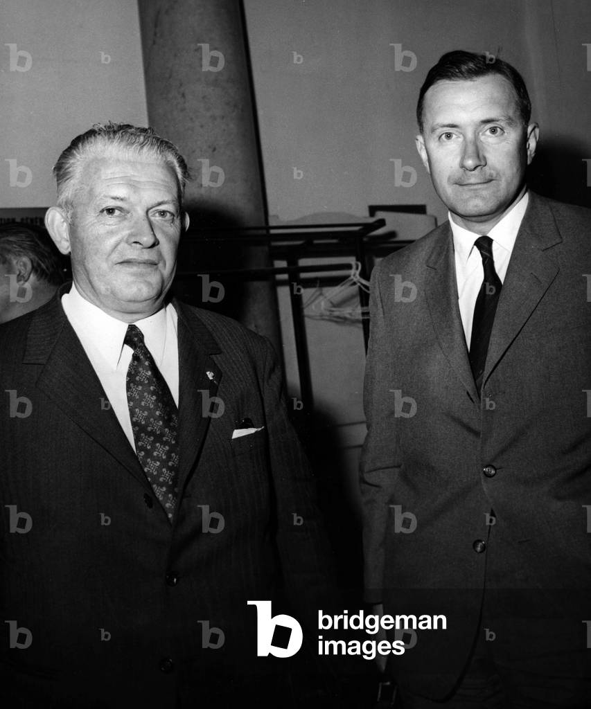 Mr De Caffarelli, President De La Fnsea And Mr Collet (Left) President of the Permanent Assembly of the Chambers of Agriculture Following the Last Meeting of the Conference; Professional Agricultural Organizations Government July 17, 1971 (b/w photo)