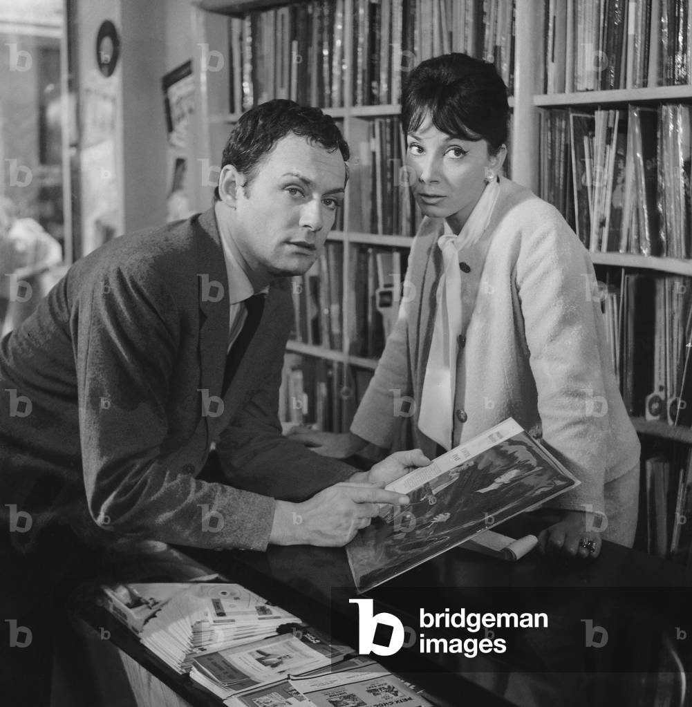 Actors Maurice Ronet and Andrea Parisy on set of film 