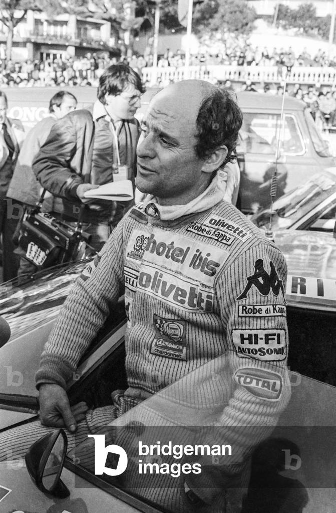 Monte Carlo Rally, January 28, 1980 : racing driver Bernard Darniche (2nd) (b/w photo)