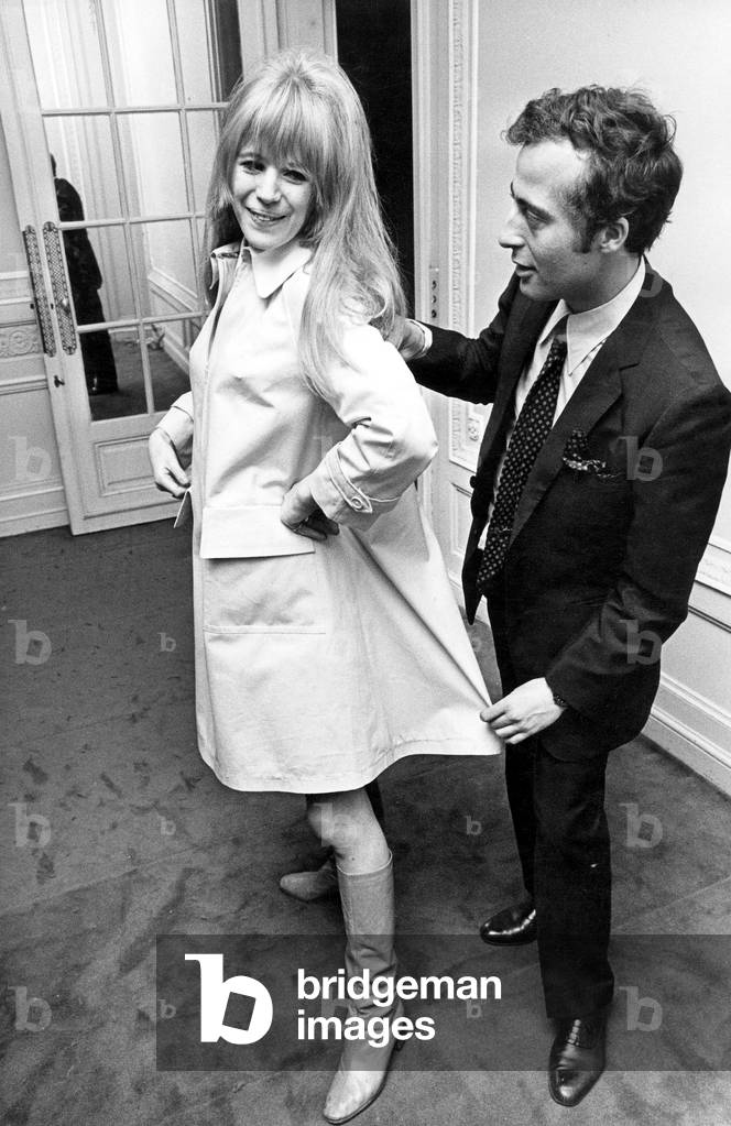 Marianne Faithfull Wearing New Coat By Daniel Hechter January 20, 1967  (b/w photo)
