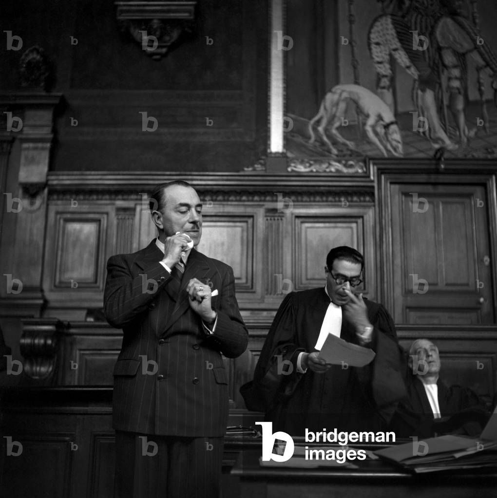 Trial of Joseph Pascot, French Politician Under The Vichy Governement, Paris, May 25, 1948 (b/w photo)