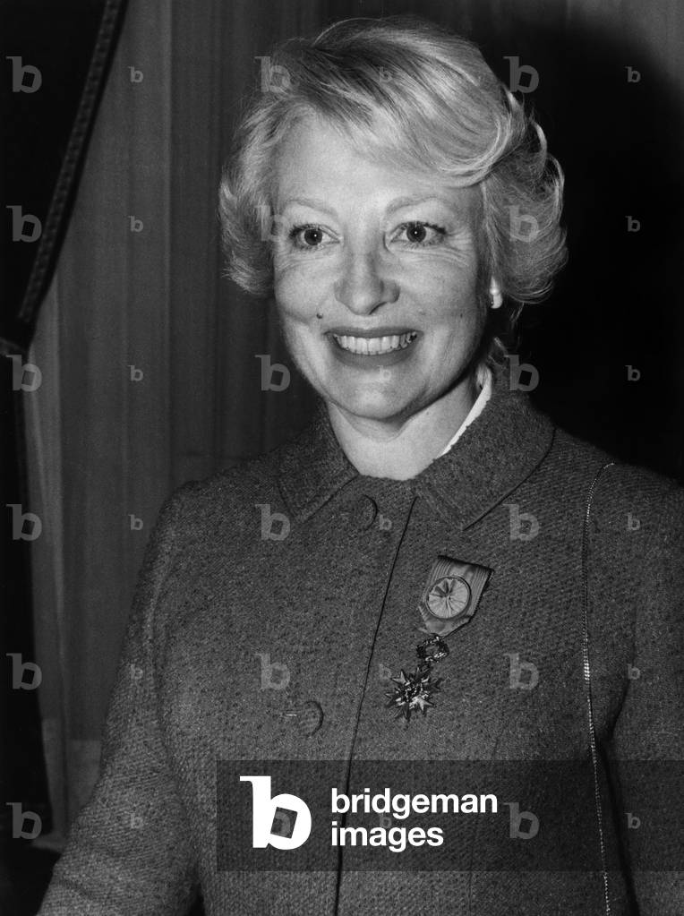 Jacqueline Caurat Former Annoucer and Philately Journalist With The Cross of The Merit on October 21, 1983 (b/w photo)