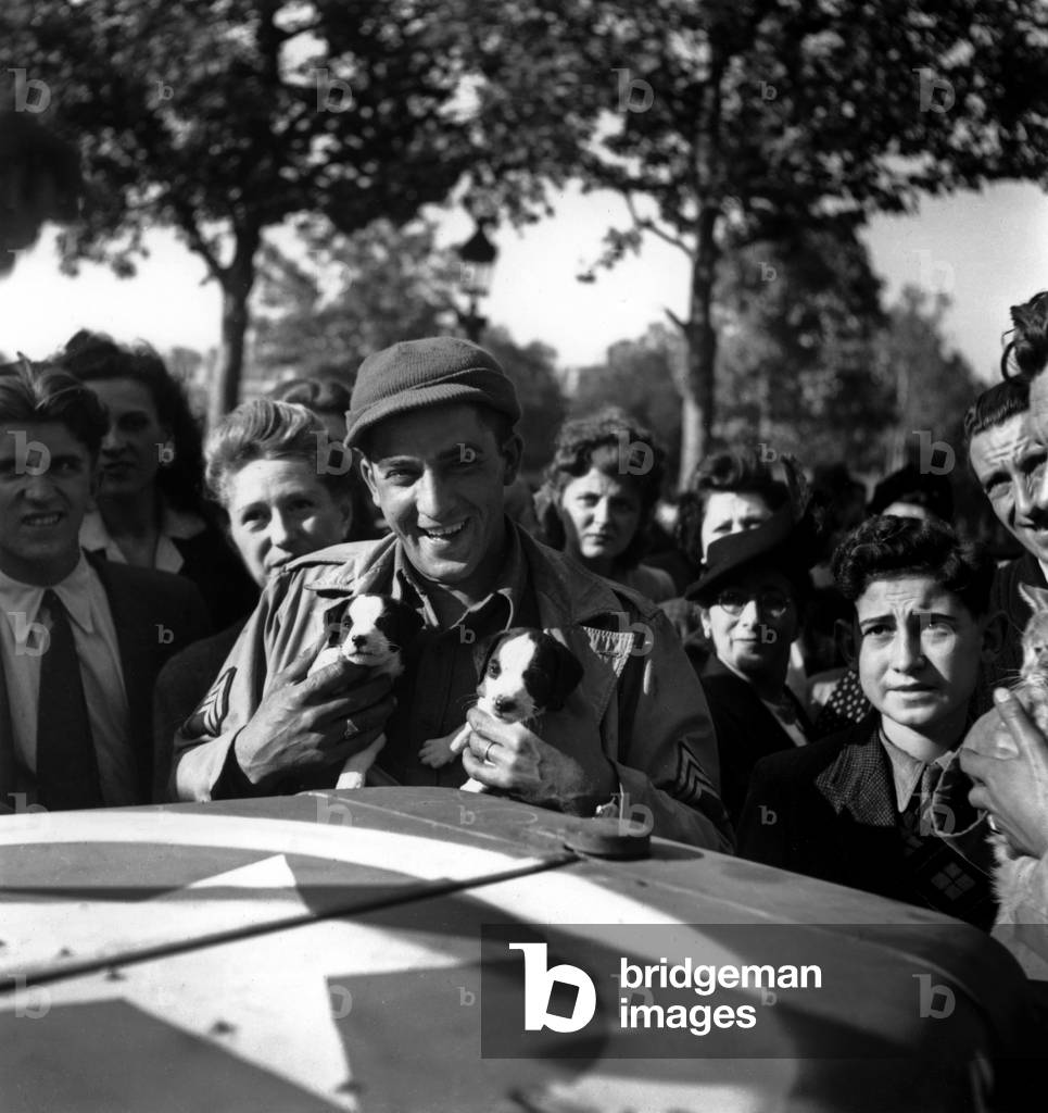 The Liberation of Paris August 25, 1944 (b/w photo)
