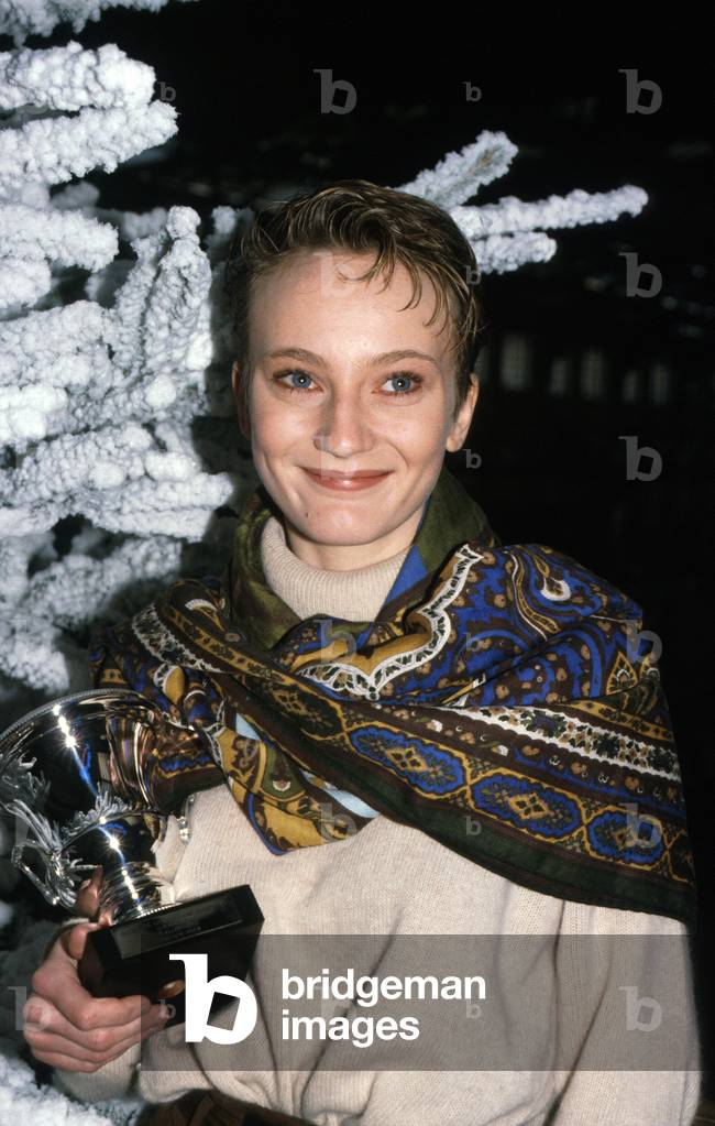 Singer Patricia Kaas Receives French Song Prize December 1988 Coupe Cup (photo)