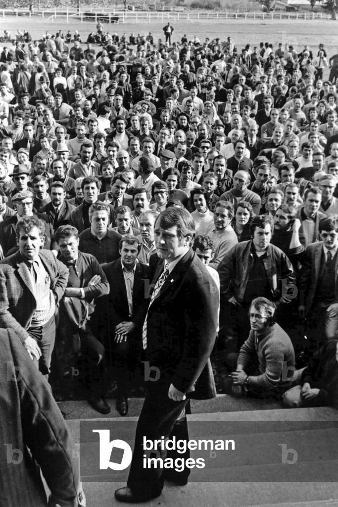 Gerard Nicoud At A Meeting In Libourne October 25, 1971 (b/w photo)