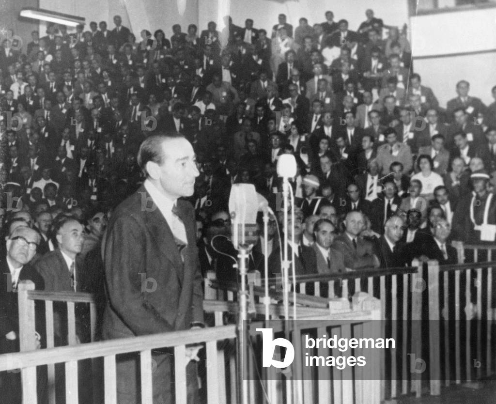 Turkish Politician and Former Prime Minister (1950-1960) during his Trial Addressing The Court, Pleading For More Time To Prepare his Defense. He Claims He Has Had Only 25 Minutes With his Lawyer during his Five Month Captivity October 17, 1960 Justice (b/w photo)