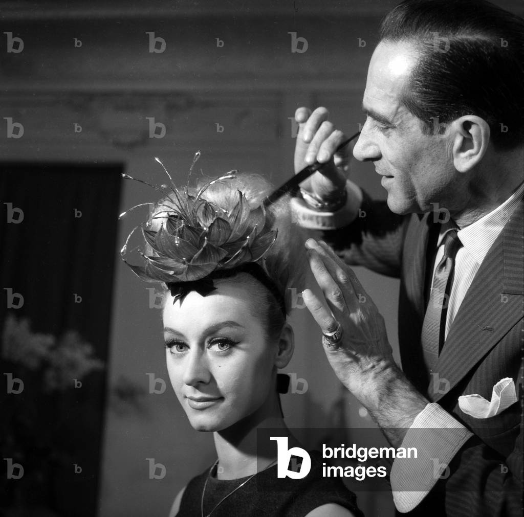 The Hairdresser Antonio Styling A Model January 7, 1963 (b/w photo)