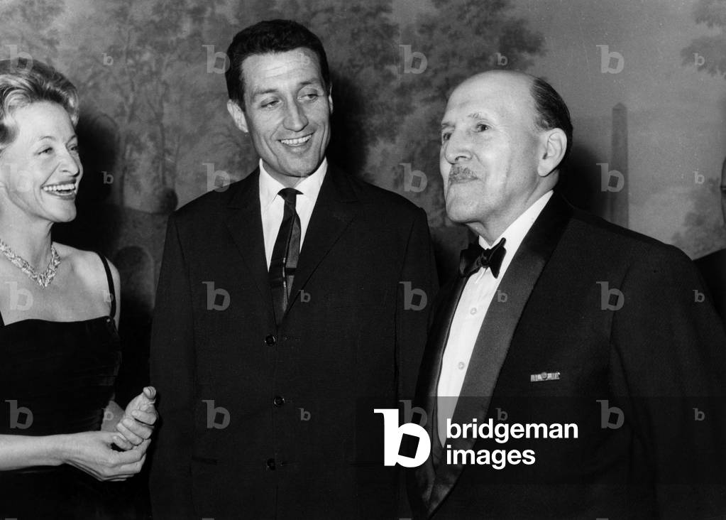 Jacqueline Auriol, Pierre Bigand and Marcel Dassault When The Legion of Honour Was Given To Dassault on January 23, 1963 (b/w photo)
