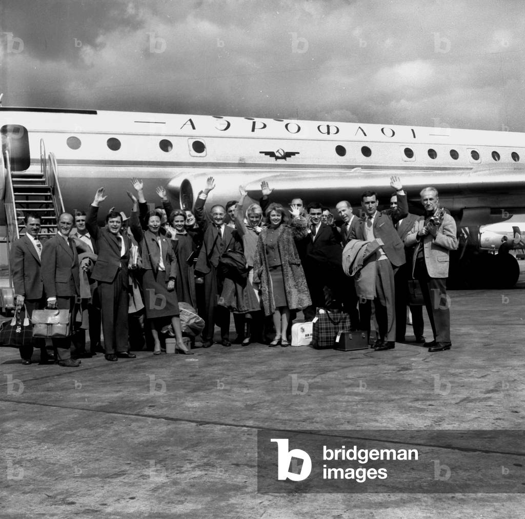 Departure For The Voyage To Moscow of Jean Vilar and his Troupe Tnp September 8, 1961 (b/w photo)