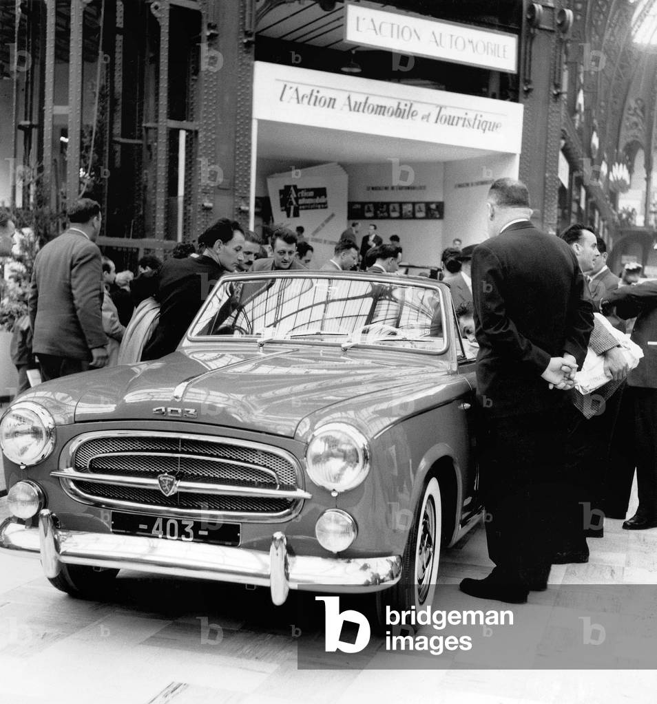 The Peugeot 403 Car Presented at Paris Motor Show October 02, 1958 (b/w photo)