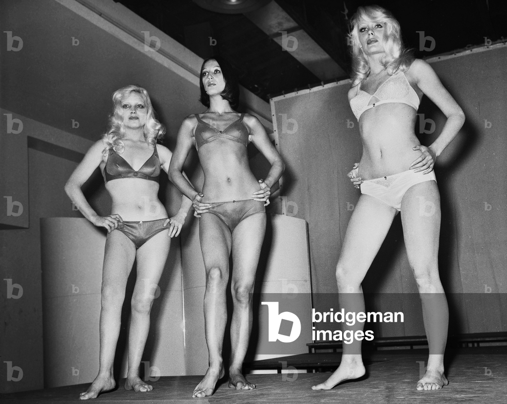 Cardin lingerie collection with crazy horse dancers, 1971 (photo)