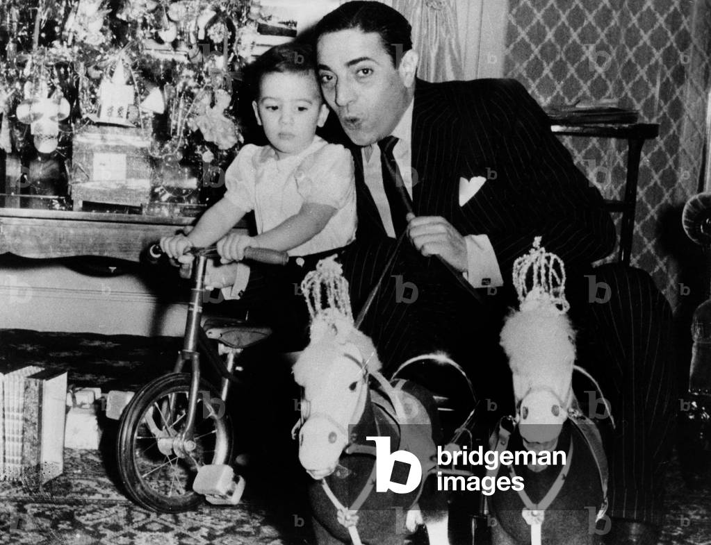 Aristote Onassis (1906-1975) and his Son Alexandre (1948-1973) in 1951 (b/w photo)