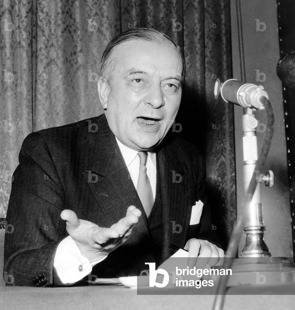 Georges Bidault on July 8, 1958 (b/w photo)