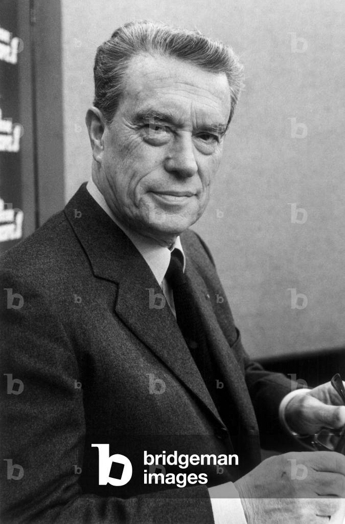 Francois Ceyrac, President of Cnpf (National Council of French Employers) during Radio Program on December 14, 1979 (b/w photo)