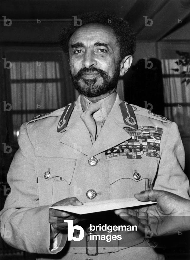 Emperor of Ethiopia Haile Selassie (Negus) in Visit in Paris May 20, 1954 (b/w photo)
