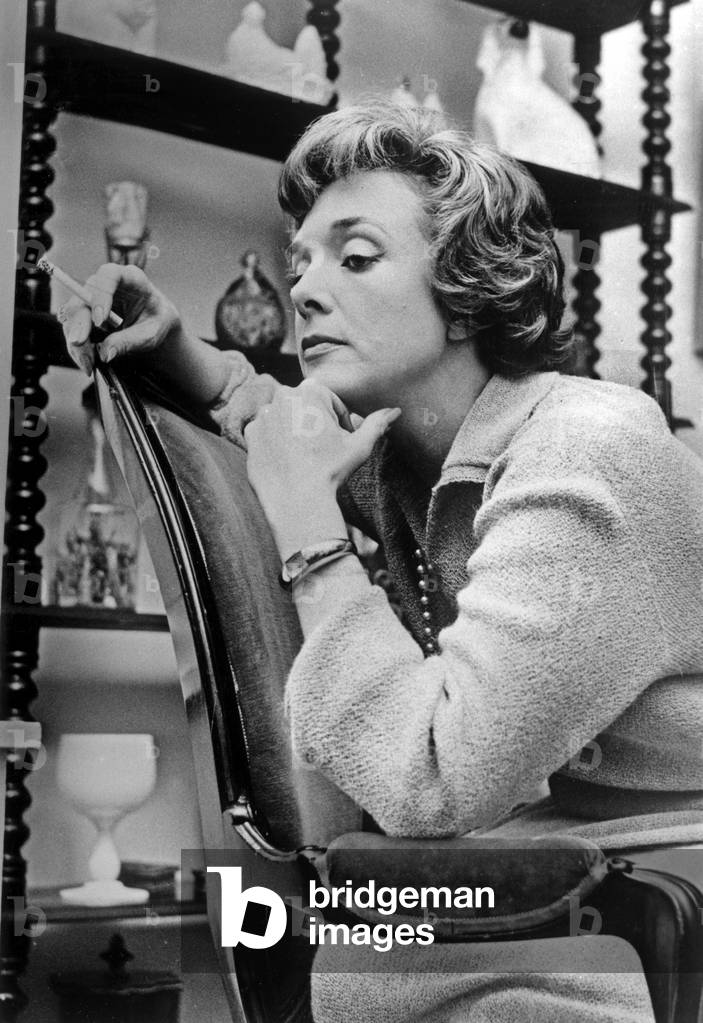French Actress Micheline Presle at Home on August 9, 1958 (b/w photo)
