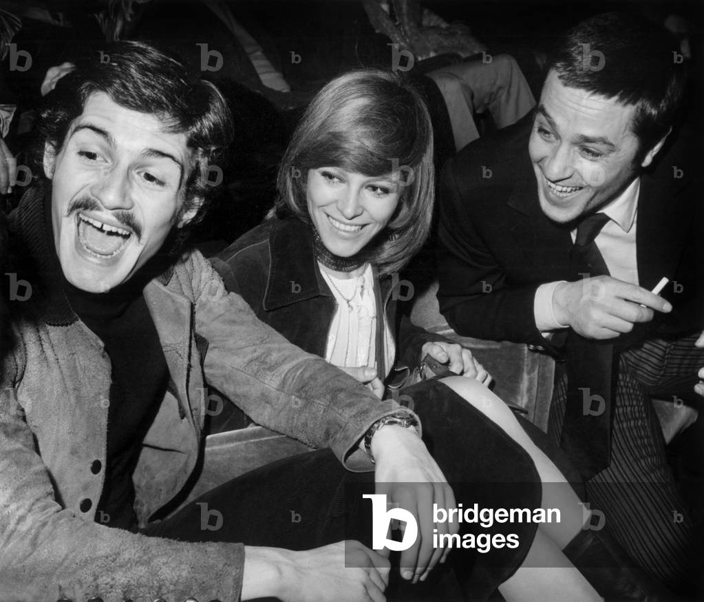 Marc Porel, Nathalie Delon and Alain Delon at Premiere of Film 