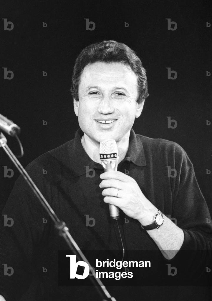 French presenter Michel Drucker on 'Champs Elysees' TV programme on March 2, 1990 in Paris