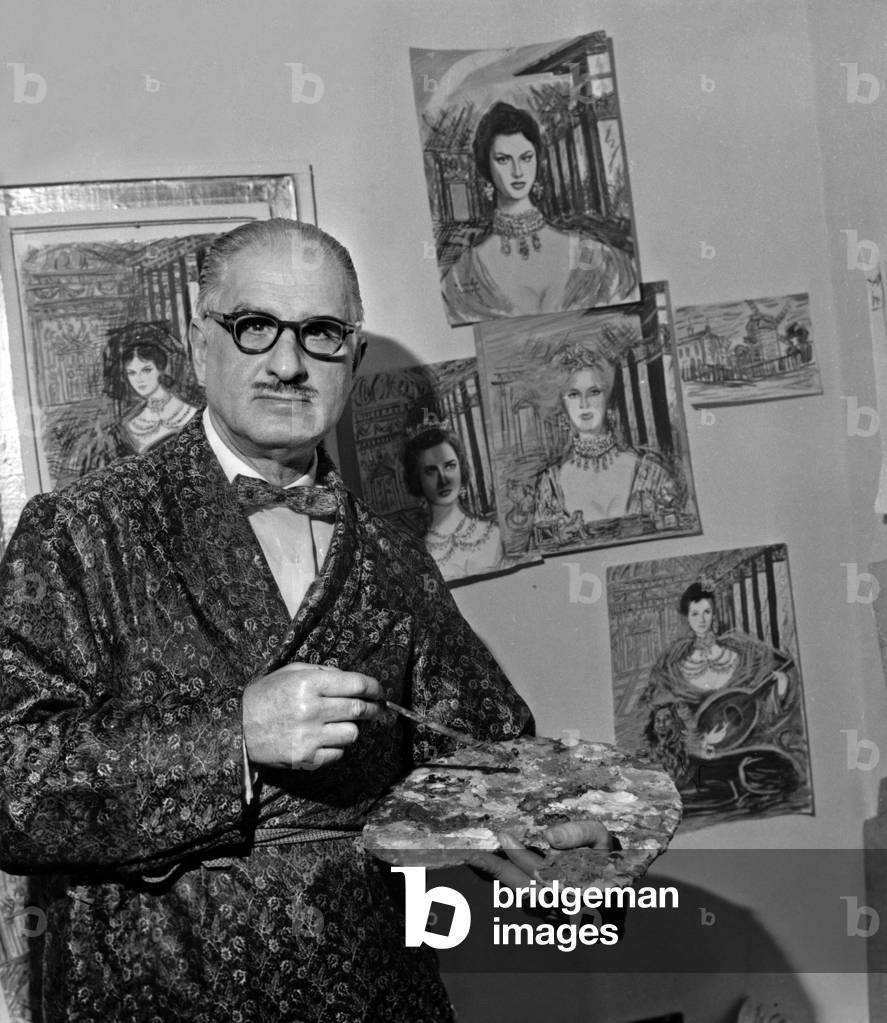 The Painter Santiago De Comnene In His Workshop In Paris During The Discovery Of The Case (Prosecuted For Painting By Corot Vlaminck Utrillo And Buffet) March 22, 1964 (b/w photo)