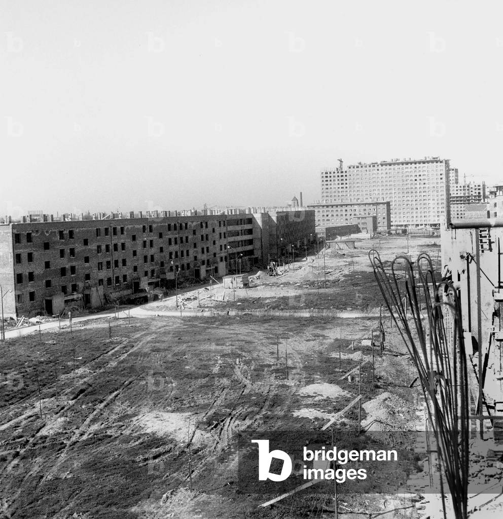 Construction Site For Low-Rent Apartment Buildings in Lille North of France April 15, 1959 (b/w photo)