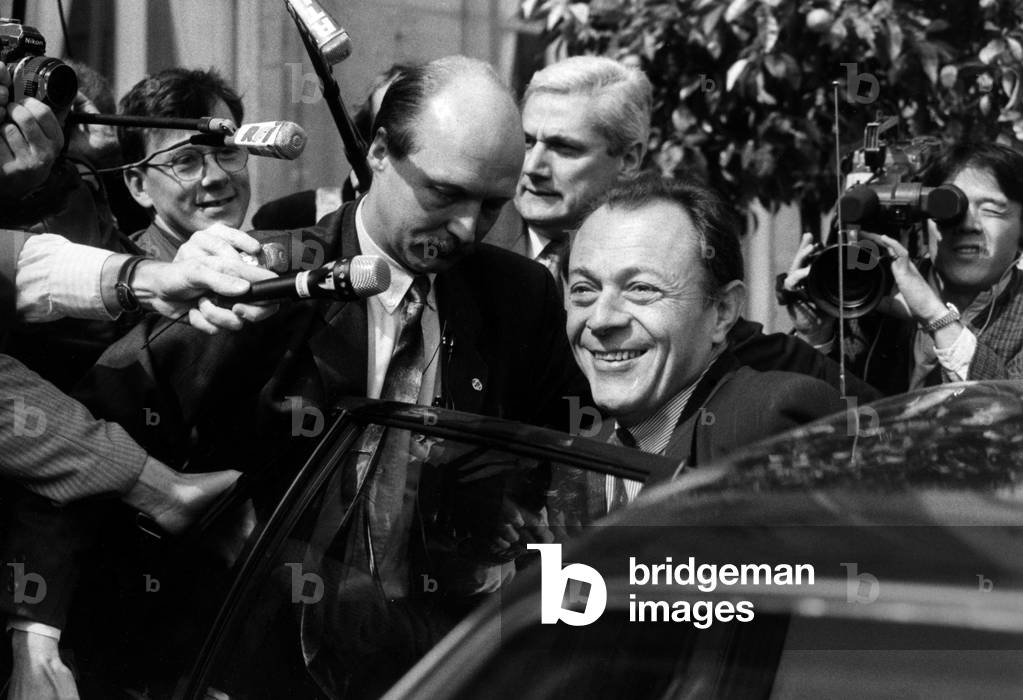 French Prime Minister Michel Rocard After A Minister Council, Berofre his Resignation, May 15, 1991 (b/w photo)