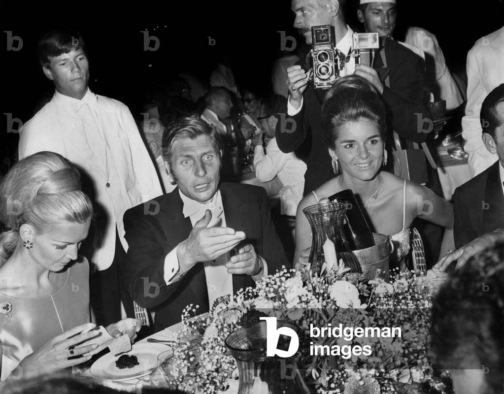 Gunther Sachs at A Ball in Monaco With Sylvia Casabianca (R) and Countess Lancia on July 2, 1966 (b/w photo)