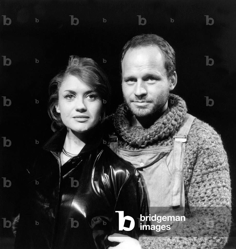 Genevieve Fontanel and Jean Marc Bory during A Rehaersal on April 13, 1966 (b/w photo)