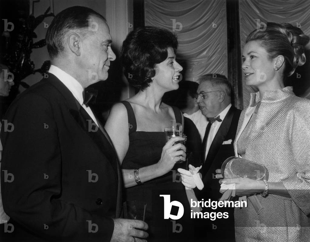 Princess Grace of Monaco Speaking With Swiss Writer Denis De Rougemont and his Wife in Paris Before Giving of 